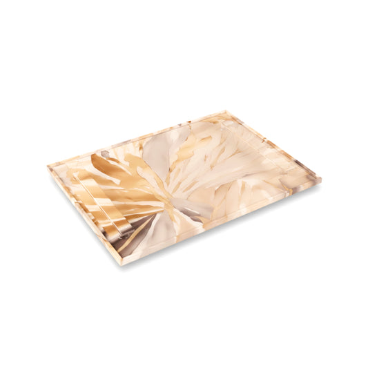 Golden Bloom: Rectangular Border Tray