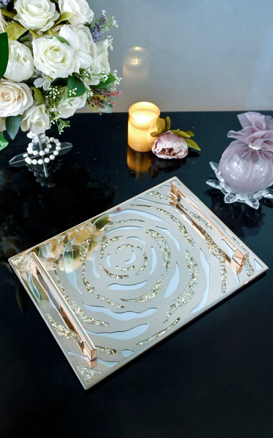 Rosegold Silver Rossette Sequin: Large Tray