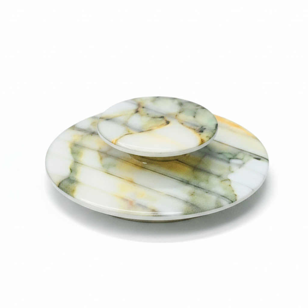 Fluted Marble Green: Lids (Set Of 2)