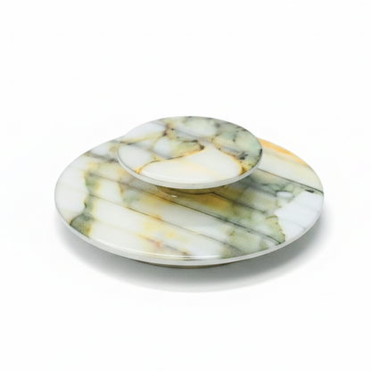 Fluted Marble Green: Lids (Set Of 2)