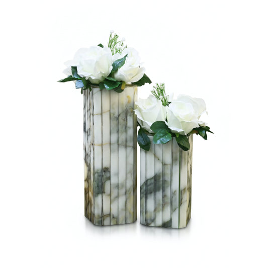 Fluted Marble Green: Flexi Vase