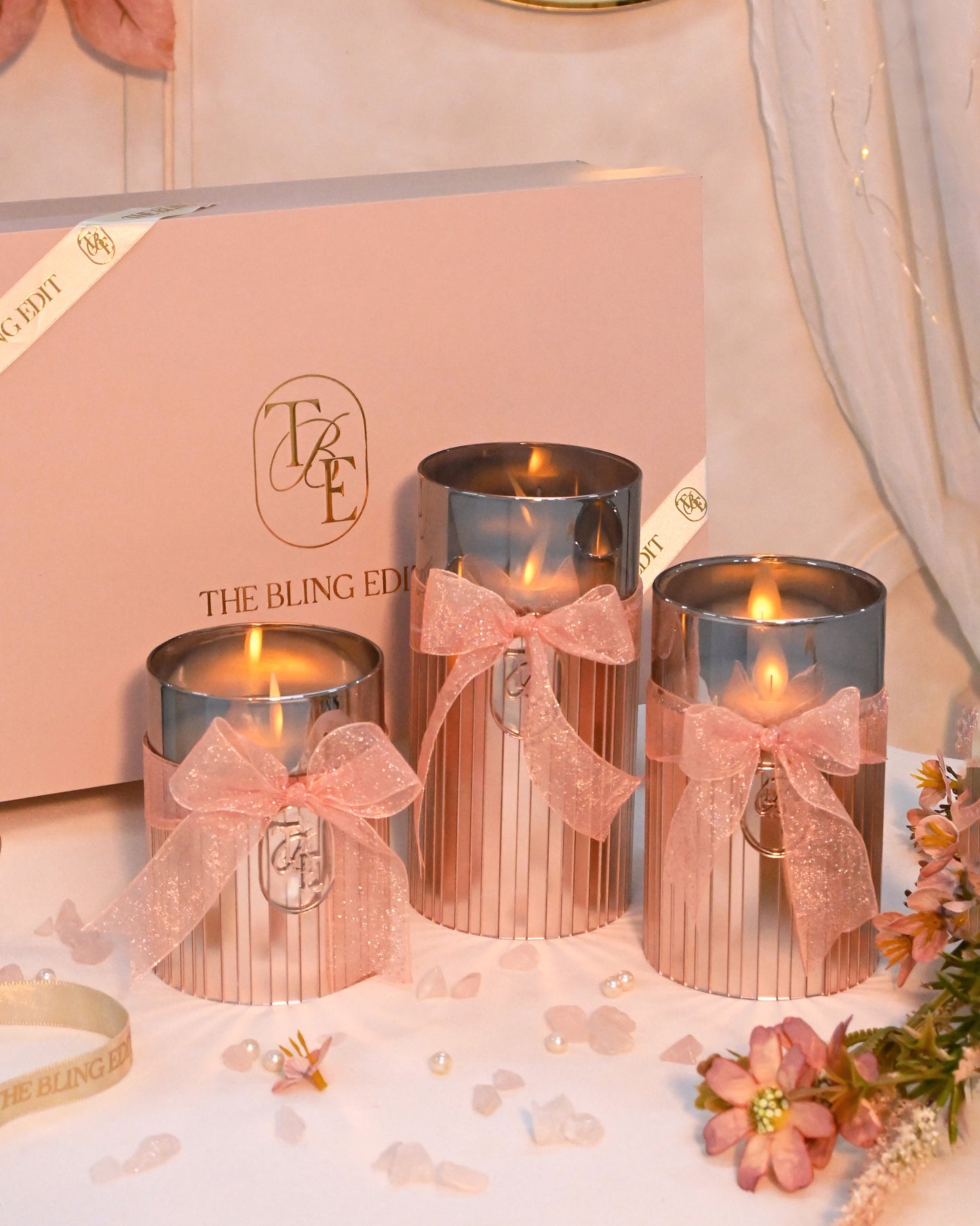 Metallic Pink: Fluted Glass Candle