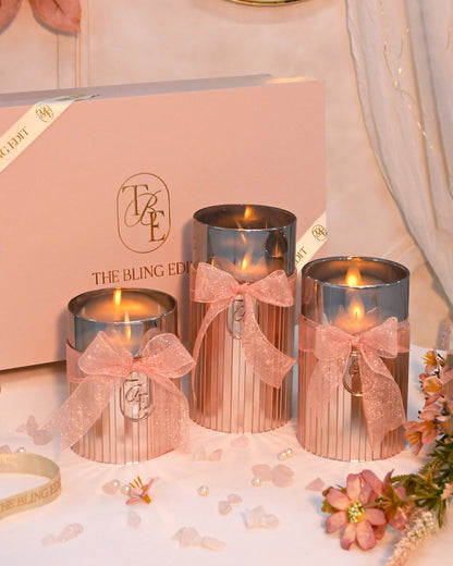 Metallic Pink: Fluted Glass Candle