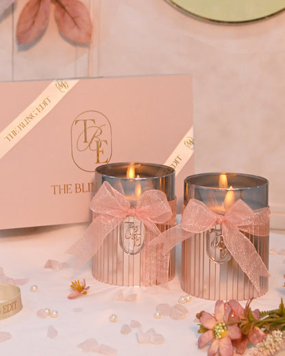 Metallic Pink: Fluted Glass Candle