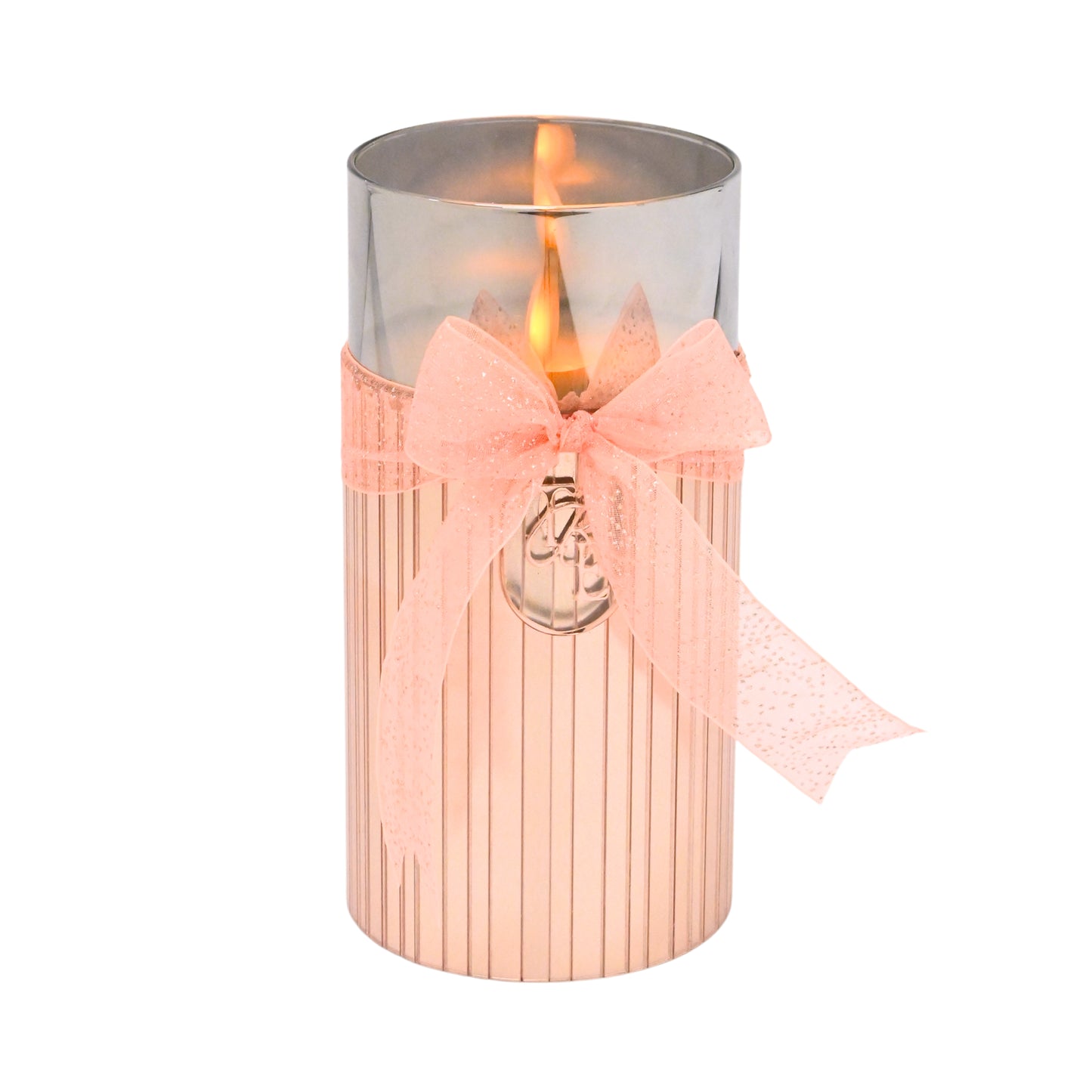 Metallic Pink: Fluted Glass Candle
