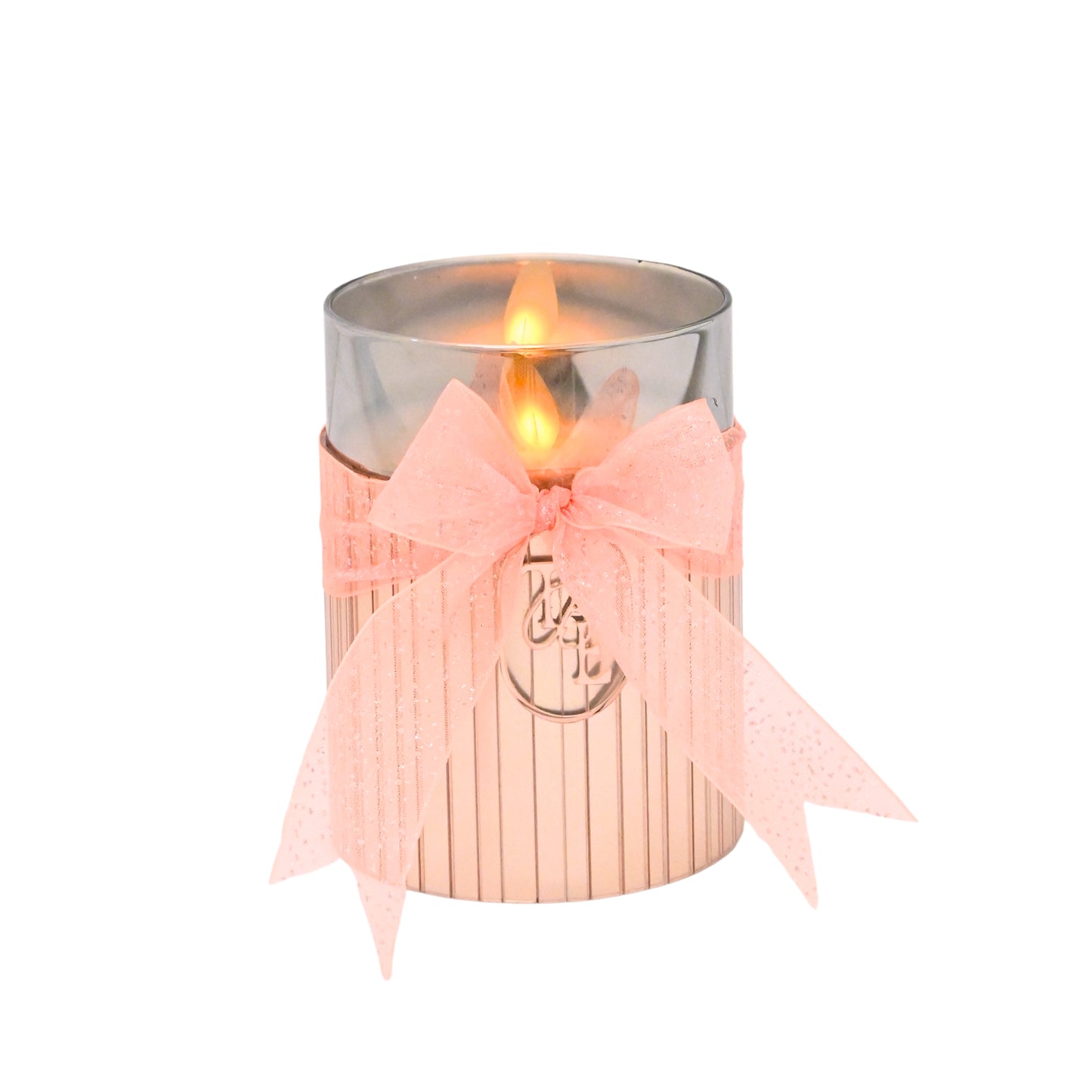 Metallic Pink: Fluted Glass Candle