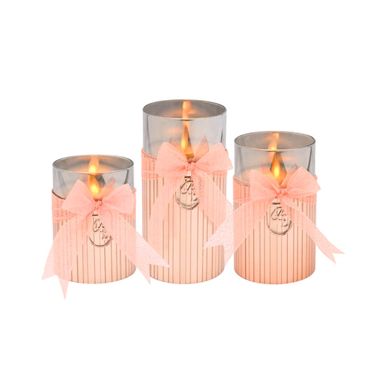 Metallic Pink: Fluted Glass Candle