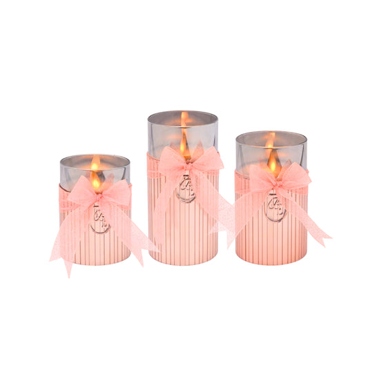 Metallic Pink: Fluted Glass Candle