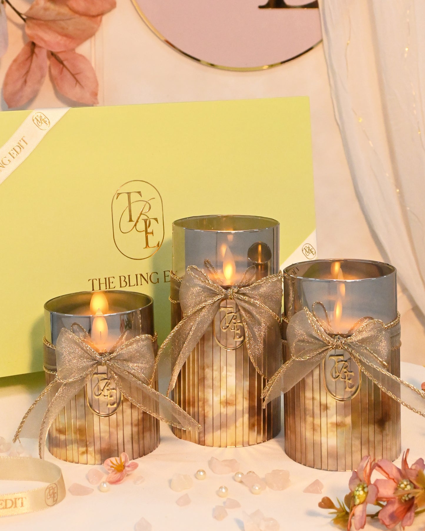 Metallic Silver: Fluted Glass Candle