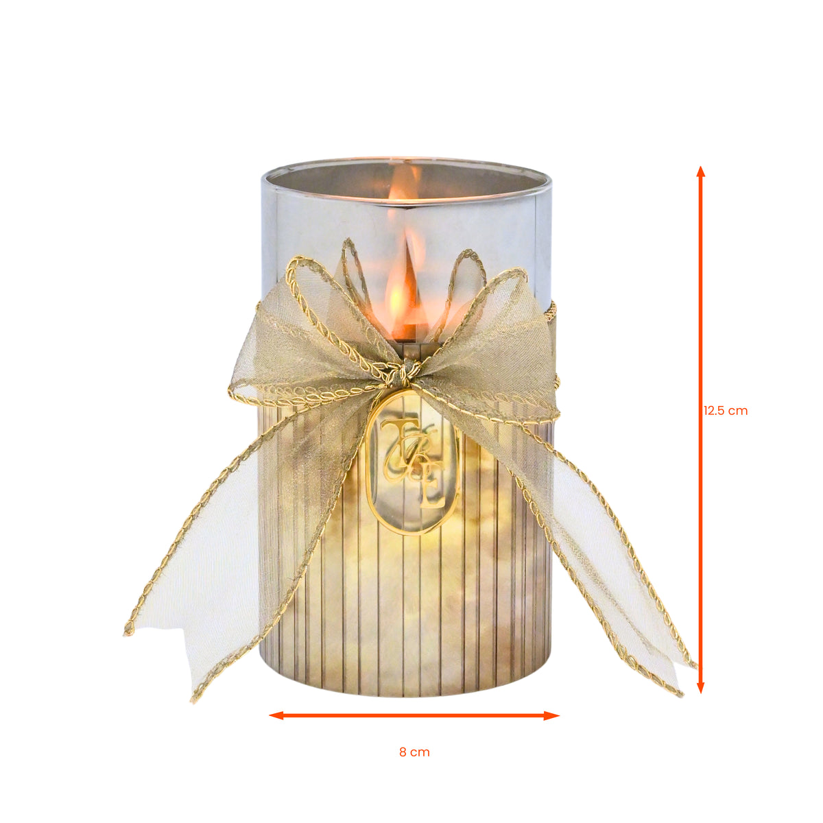 Metallic Silver: Fluted Glass Candle