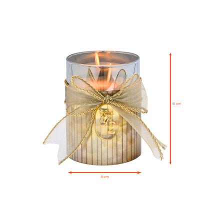 Metallic Silver: Fluted Glass Candle