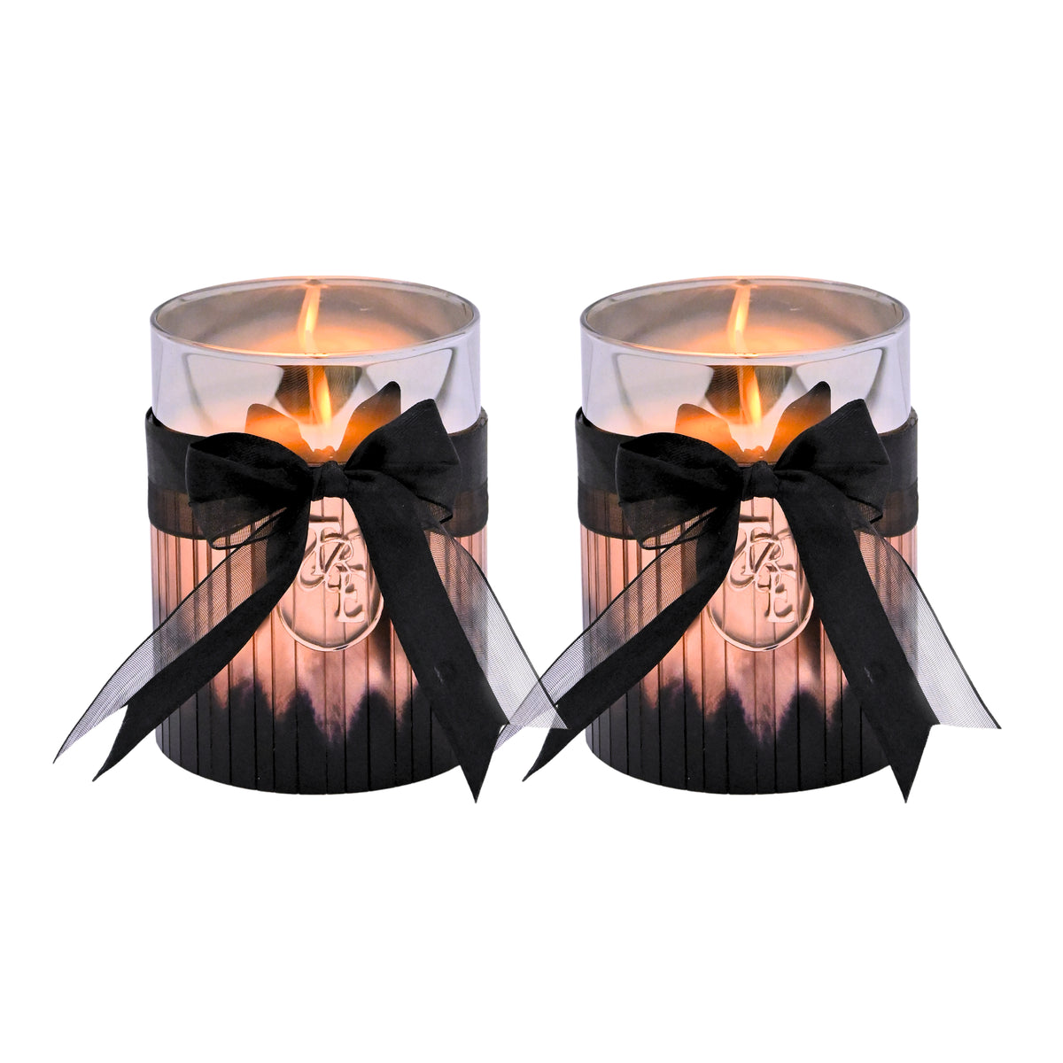 Metallic Rosegold: Fluted Glass Candle
