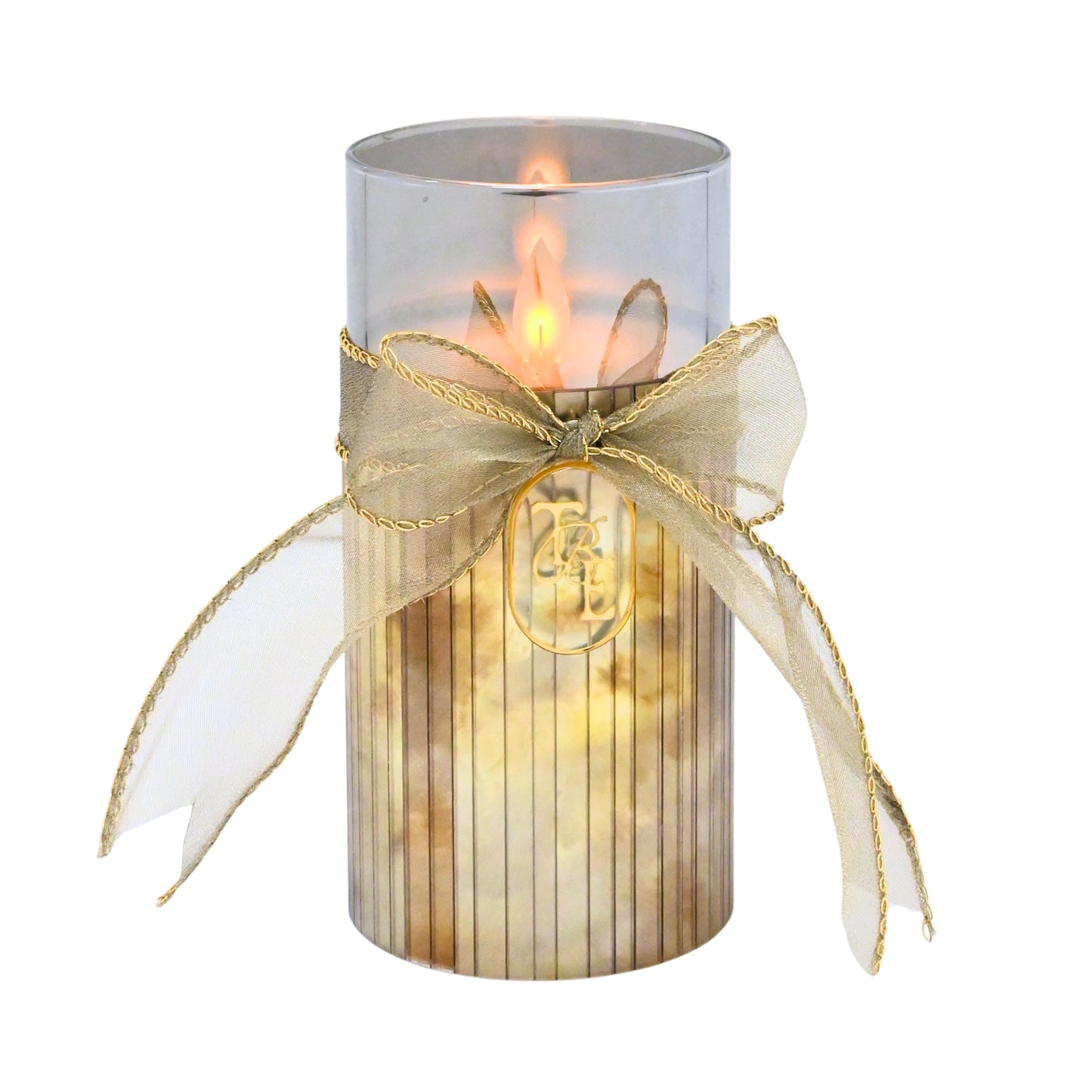 Metallic Silver: Fluted Glass Candle