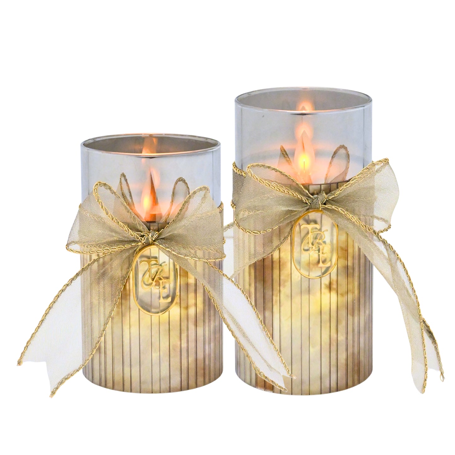 Metallic Silver: Fluted Glass Candle