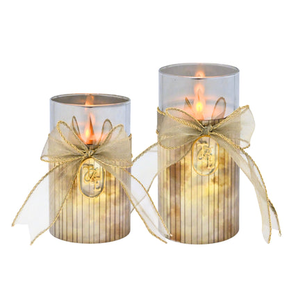 Metallic Silver: Fluted Glass Candle