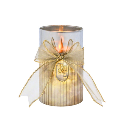 Metallic Silver: Fluted Glass Candle