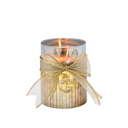 Metallic Silver: Fluted Glass Candle
