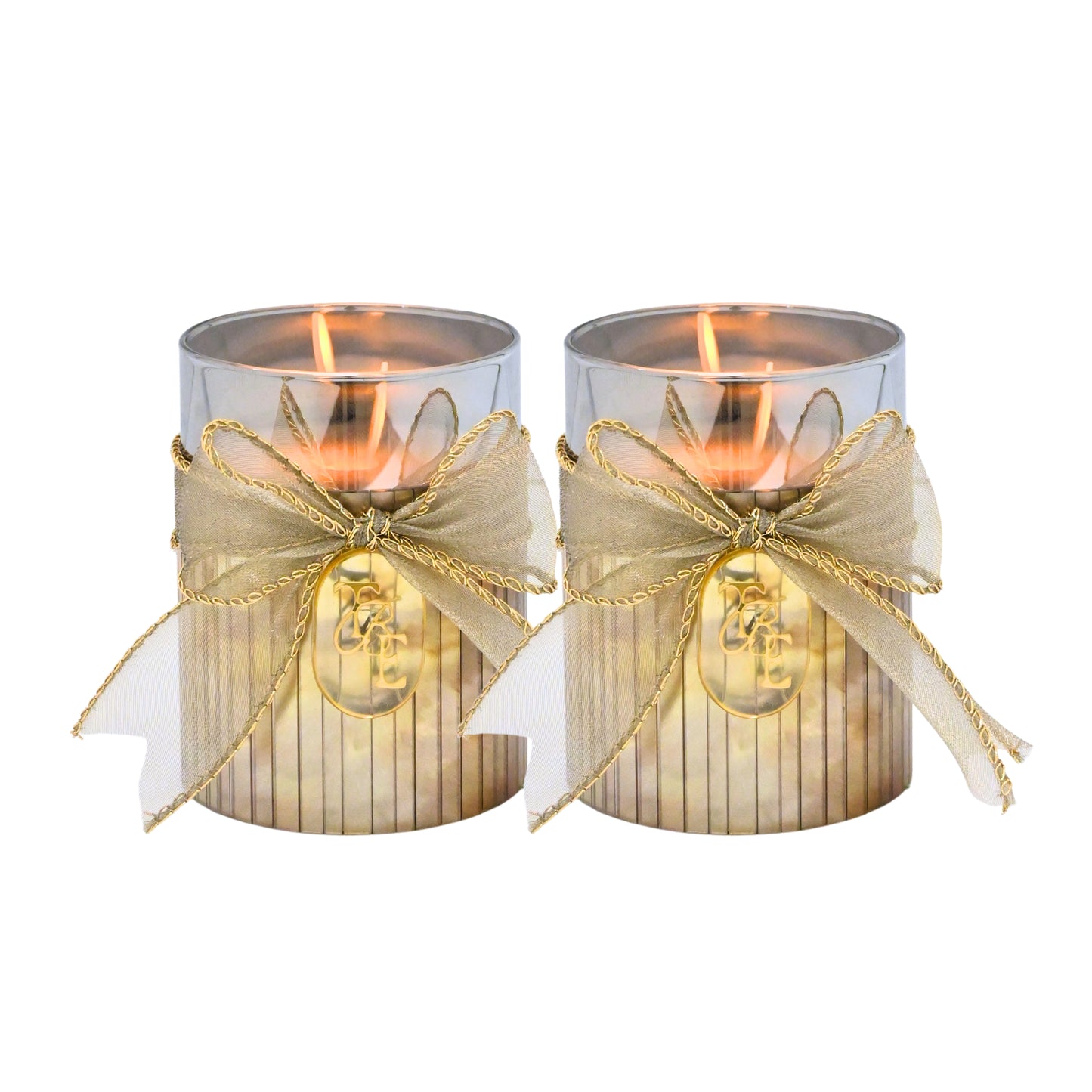 Metallic Silver: Fluted Glass Candle