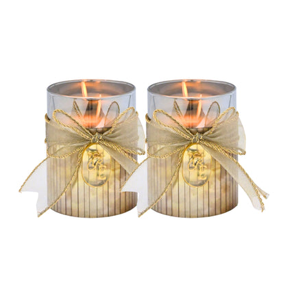 Metallic Silver: Fluted Glass Candle