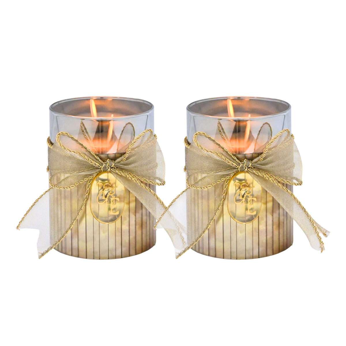 Metallic Silver: Fluted Glass Candle