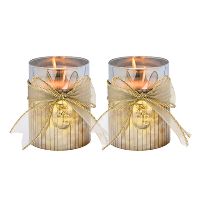 Metallic Silver: Fluted Glass Candle