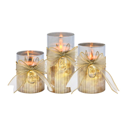 Metallic Silver: Fluted Glass Candle
