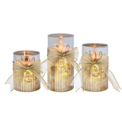 Metallic Silver: Fluted Glass Candle