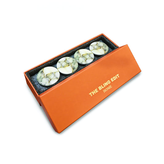Fluted Marble Green: Napkin Ring (Set Of 4)
