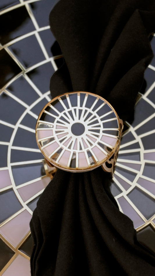 Black & White Gold Web: Napkin Ring (Set Of 4)