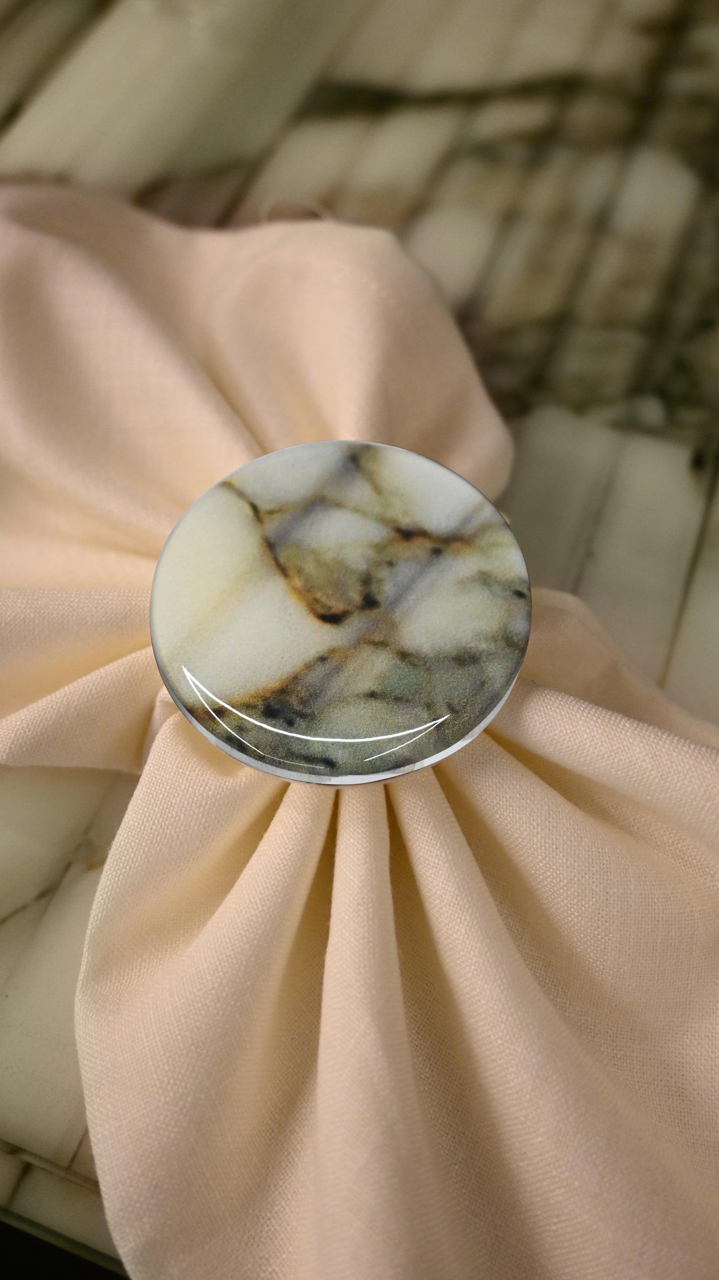 Fluted Marble Green: Napkin Ring (Set Of 4)