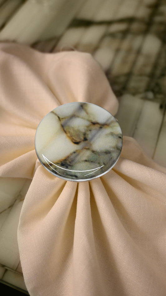 Fluted Marble Green: Napkin Ring (Set Of 4)