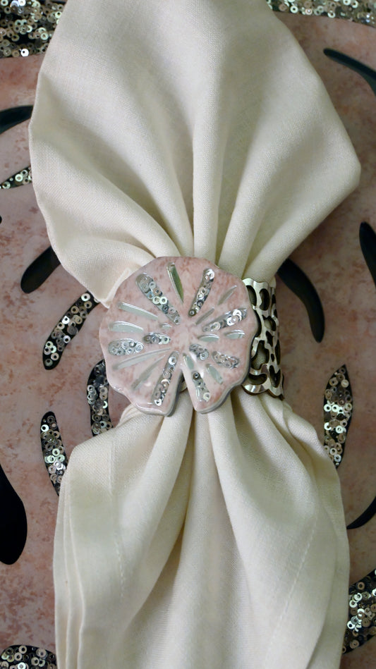 Lotus & Rosette Peach: Napkin Ring (Set Of 4)