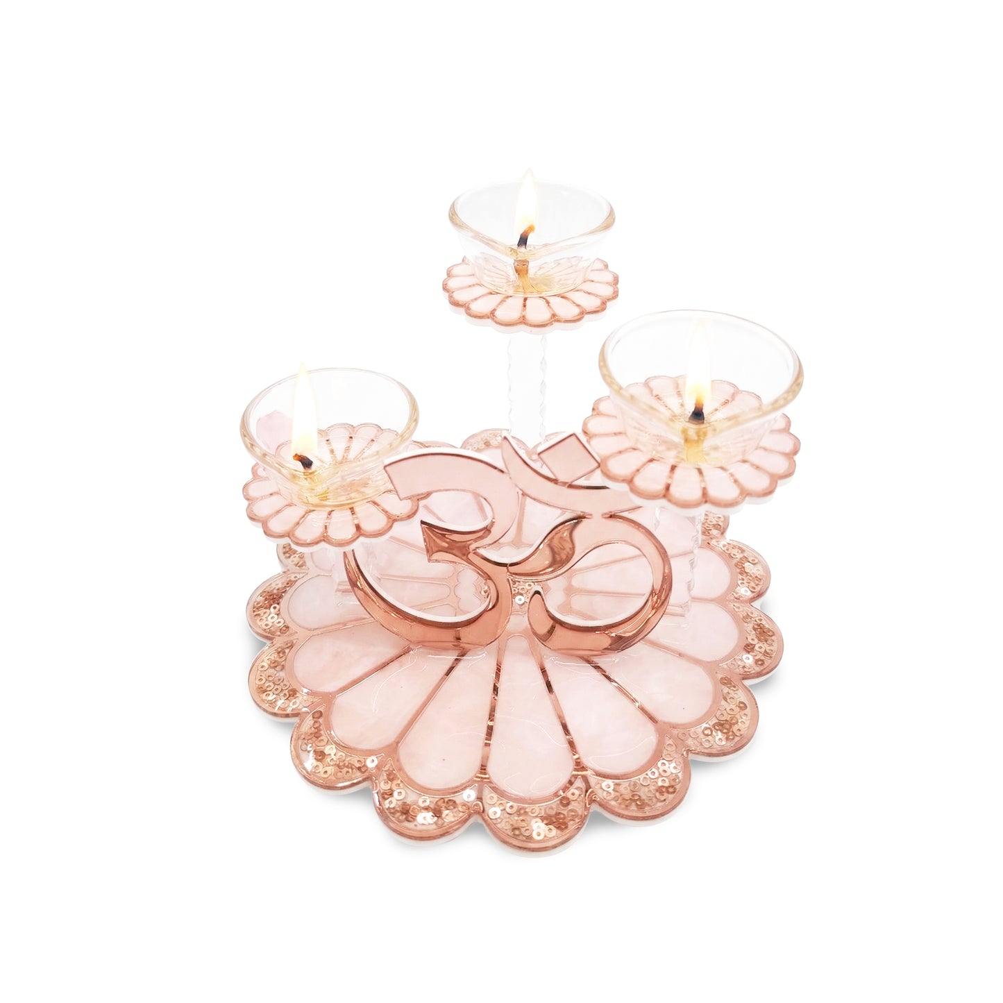 Daisy Rose Gold: Om 3 Stand Diya