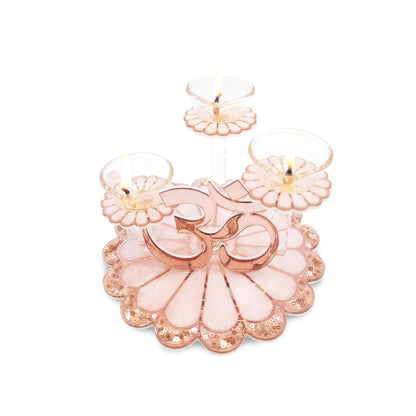 Daisy Rose Gold: Om 3 Stand Diya