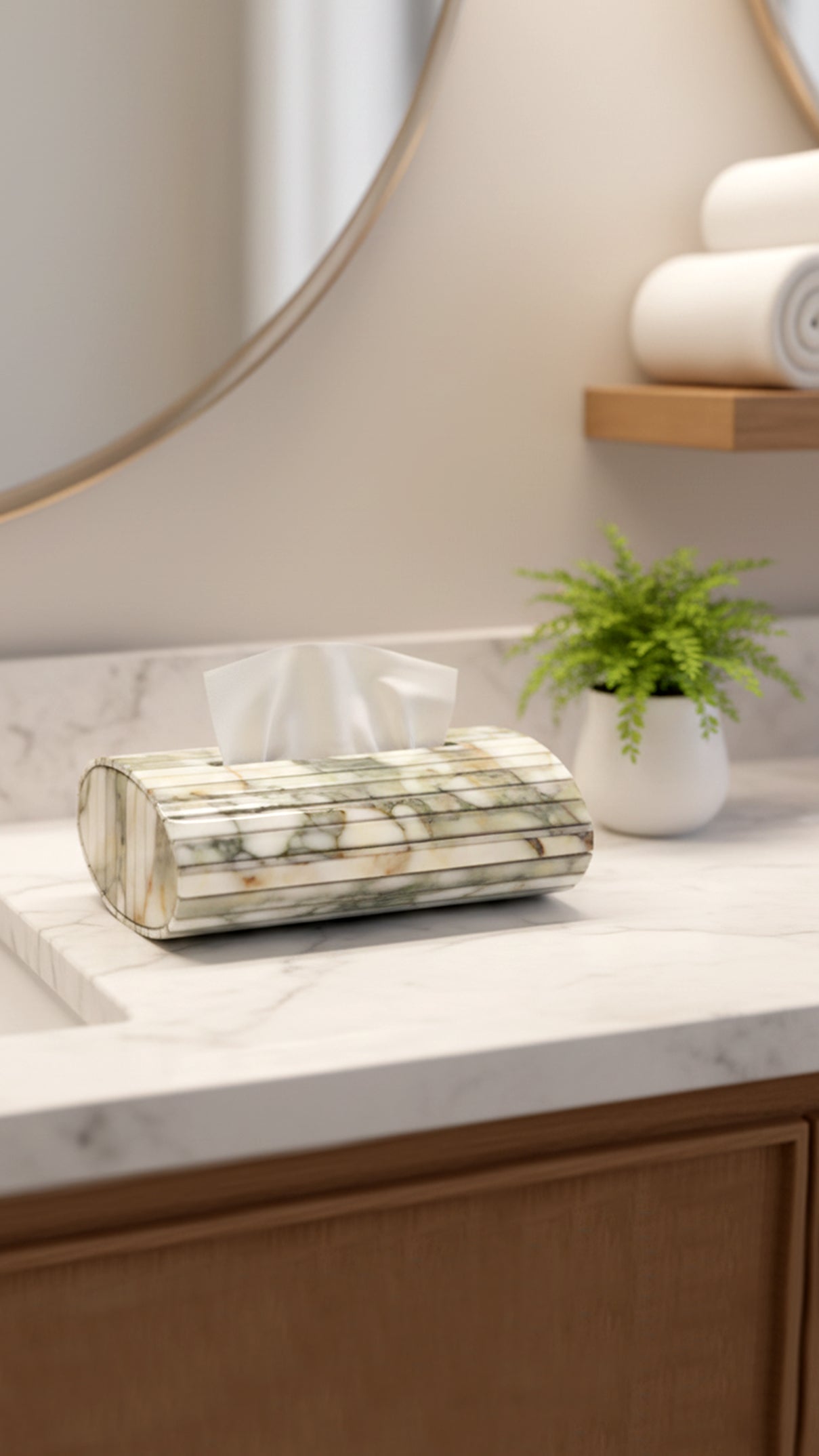 Fluted Marble Green: Flexi Oval Tissue Box