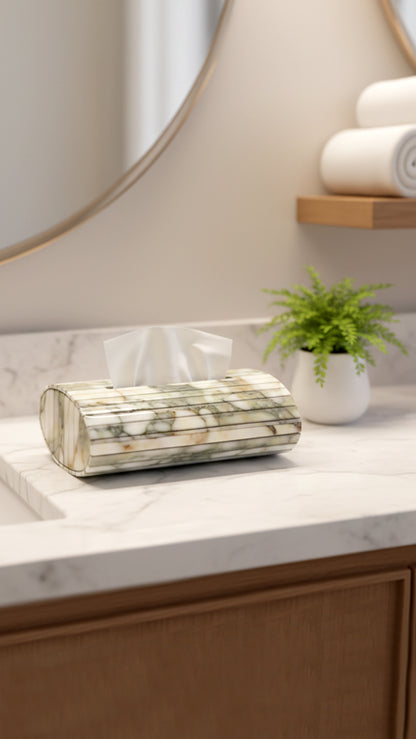 Fluted Marble Green: Flexi Oval Tissue Box