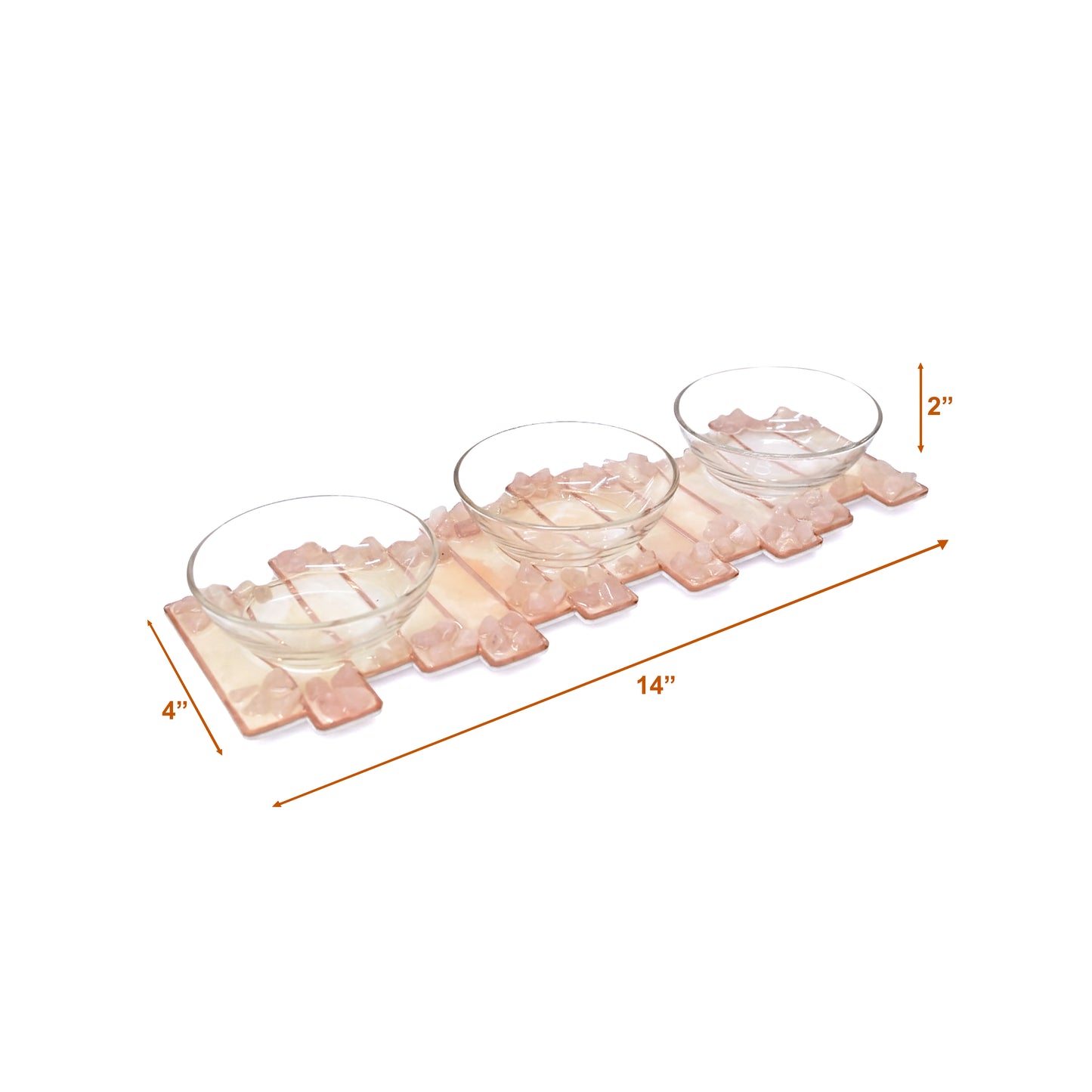 High-Low Stones Pink: 3-Bowl Platter