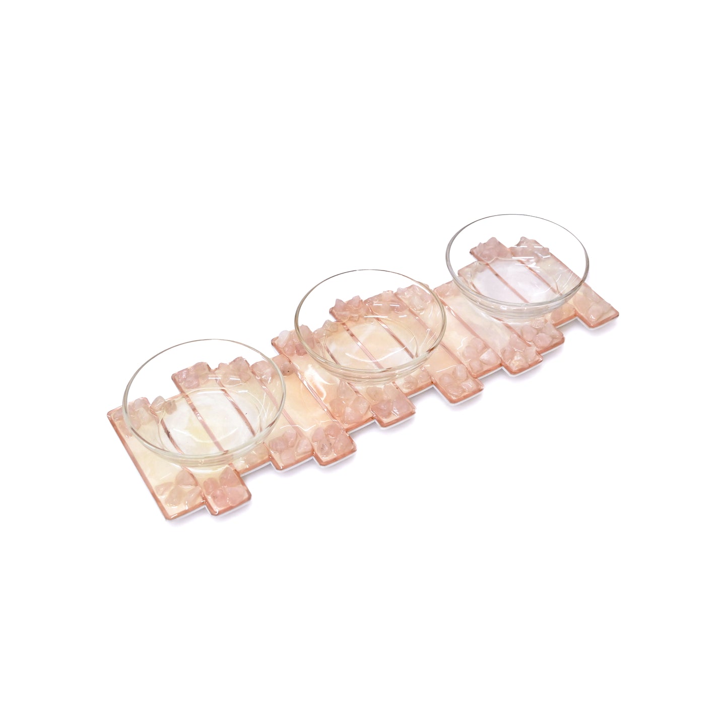High-Low Stones Pink: 3-Bowl Platter