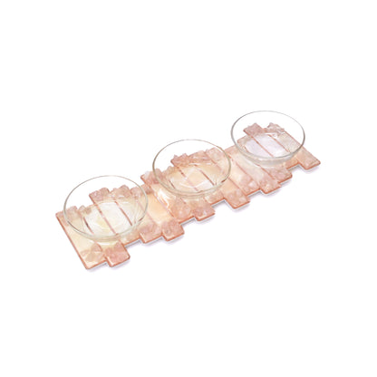 High-Low Stones Pink: 3-Bowl Platter