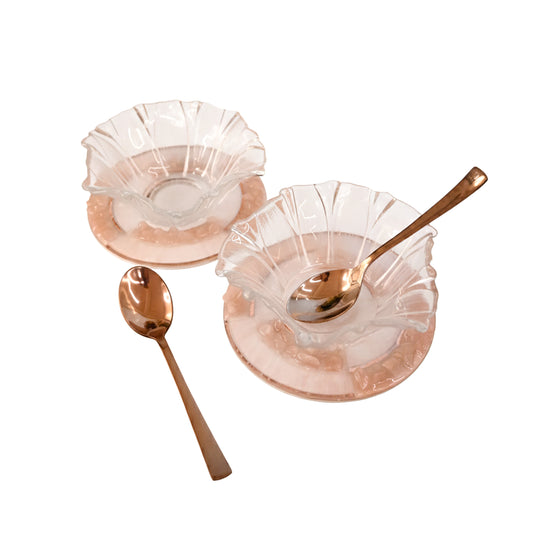 High-Low Stones Pink: Flower Bowl ( Set of 2)