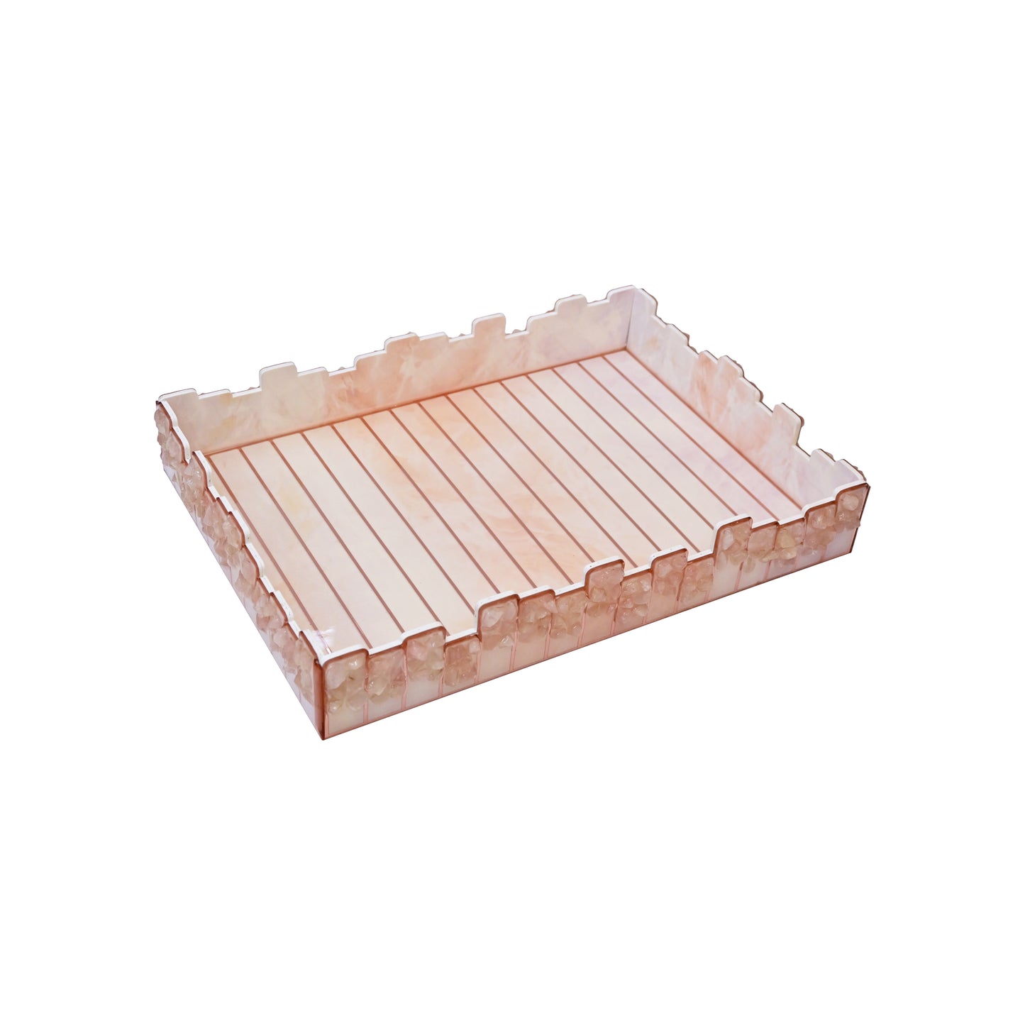 High-Low Stones Pink: Rectangle 4 Wall Tray