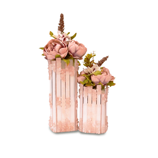 High-Low Stones Pink: Rectangular Vase