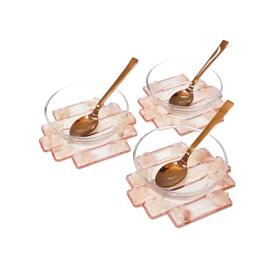 High-Low Stones Pink: Dip Bowl (Set Of 3)
