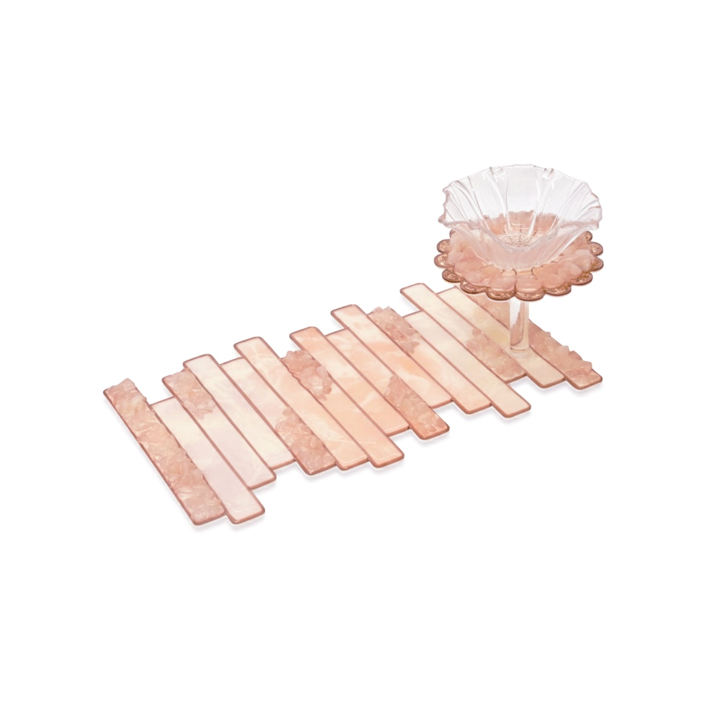 High-Low Stones Pink: 2-Layer Flower Bowl Platter