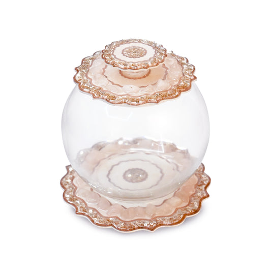 Rose Gold Rose Stones: Jar With Lid (Set Of 1)