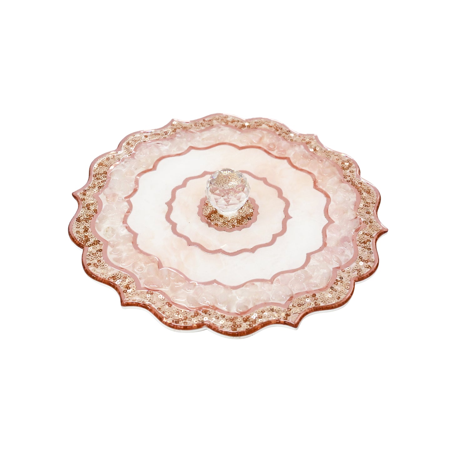 Rose Gold Rose Stones: Large Round Serving Lid with Tray