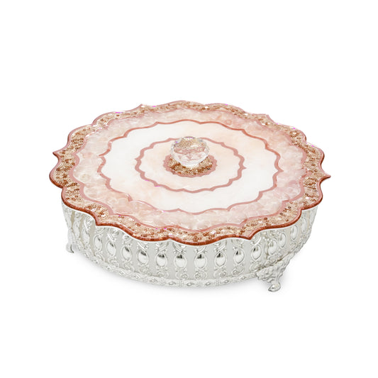 Rose Gold Rose Stones: Large Round Serving Lid with Tray