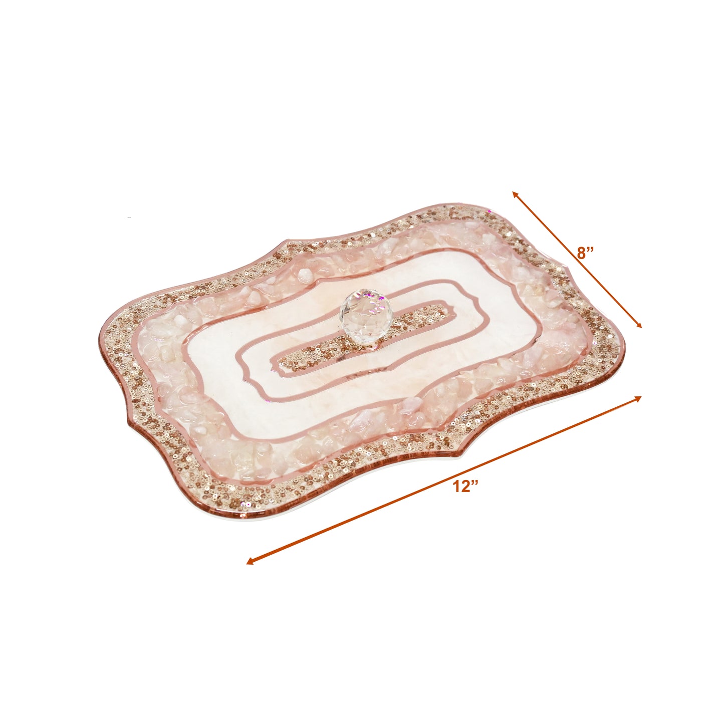 Rose Gold Rose Stones:  Large Rectangular Serving Lid With Tray