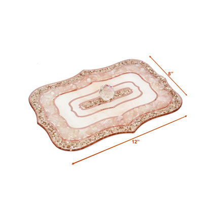 Rose Gold Rose Stones:  Large Rectangular Serving Lid With Tray