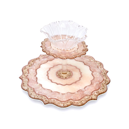 Rose Gold Rose Stones: 2-layer Flower Bowl Platter